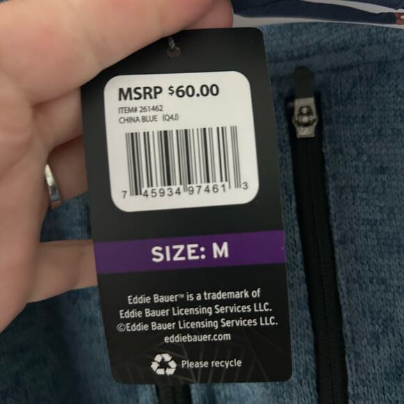 Eddie Bauer Sweater Fleece 1/4 Zip Mock Neck Classic Fit Pullover M Medium New - Picture 6 of 7